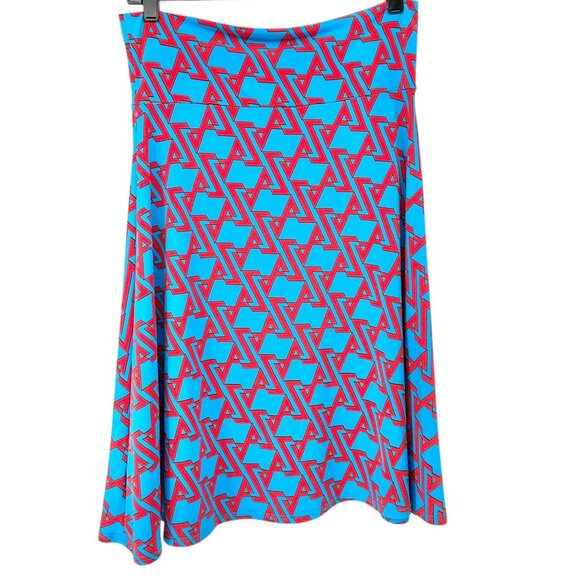 LuLaRoe Azure Skirt Womens M Blue and Red Geometric Print Fun Sassy Comfortable - Picture 3 of 7